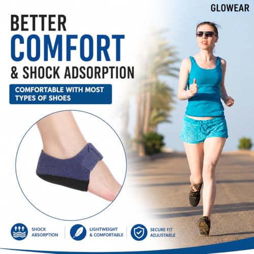Image of Glowear Silicone Gel Heel Cups for Pain Relief | Plantar Fasciitis, Spur & Achilles Support for Men & Women | Breathable Cushion | Washable & Reusable | Blue, Large