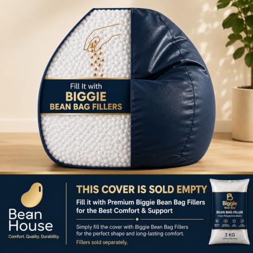 Image of Bean Bag Chair Cover | Size: 4XL | Color: Black | Without Beans | Premium Leatherette Cover (CMF 1341)