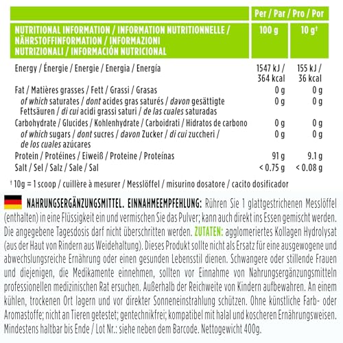 Collagen Hydrolysat Peptide aus zertifizierter Weidehaltung - Premium Rinder Kollagen Protein Pulver, Optimale Löslichkeit, 400g, von Igennus