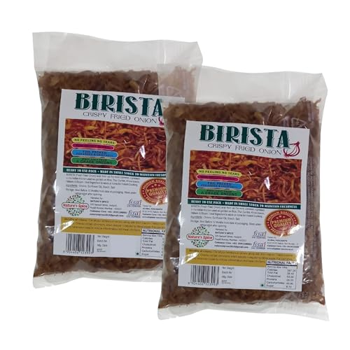 Image of Nature's Spice Birista Fresh Crispy Fried Onion - Pack of 2 (500g Each) Golden Pyaz Used for Biryani, Noodles, Gravies & Indian Curries | Healthy & Tasty Snack | Good Source of Dietary Fiber
