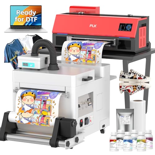 Image of PLK DTF Printer A3,Upgraded XP600 DTF Printer, Double-Speed,Auto-Clean,Dual White Ink System,Low Ink Alert, A3 Transfer Machine,Customized Printing (White, C13 Printer+Shaker+Laptop+Purifier)