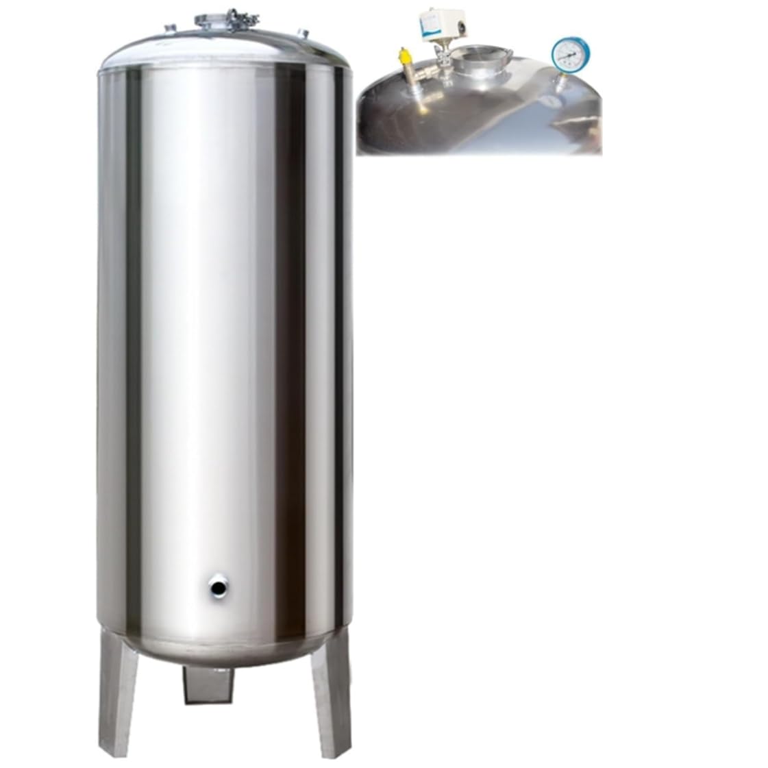 Tanque de presión de agua, bomba vertical de pozo de acero inoxidable, tanque de almacenamiento de agua a presión con unión de entrada/salida de 1 pulgada, 66 galones/250 L