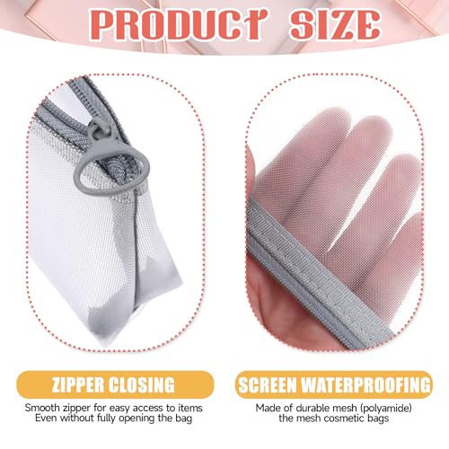 3 Pcs Mesh Makeup Brush Bag, Nylon Mesh Zipper Pouch Bags Portable Mesh Zipper Pouch Bags Mesh Makeup Bags with Zipper Mesh Makeup Brush Pouch for Travel Office Home Accessories3