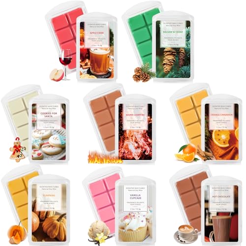 Scent-Hi Wax Melts, 8 Pack, Wax Cubes, Long Lasting Fragrance, Scented Soy Wax for Wax Warmer Mlet for Home Fragrance, Winter Scent