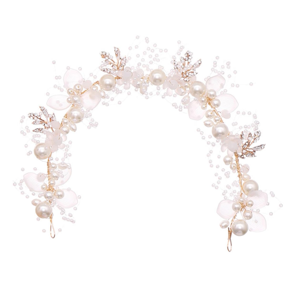 Beavorty 3piezas Diadema De Flores De Perlas Rhinestones Accesorios De Pelo Para Novia Tocado Nupcial Para Boda y Celebraciones
