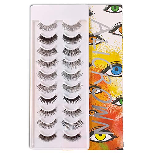 ALICROWN Natural Multipack False Eyelashes 10 Pairs Fake Lashes ORANGE (10 Pairs）