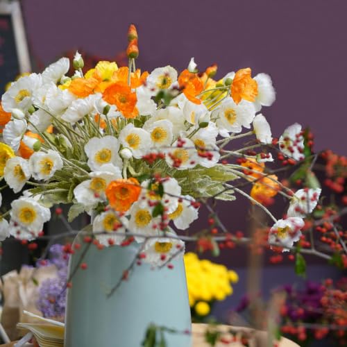 Image of 5Pcs Poppy Flowers Artificial Poppy for Home Decor(White)