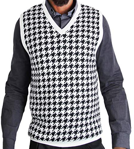 Blue Ocean Big Men Houndstooth Jacquard Sweater Vest-4X-Large White
