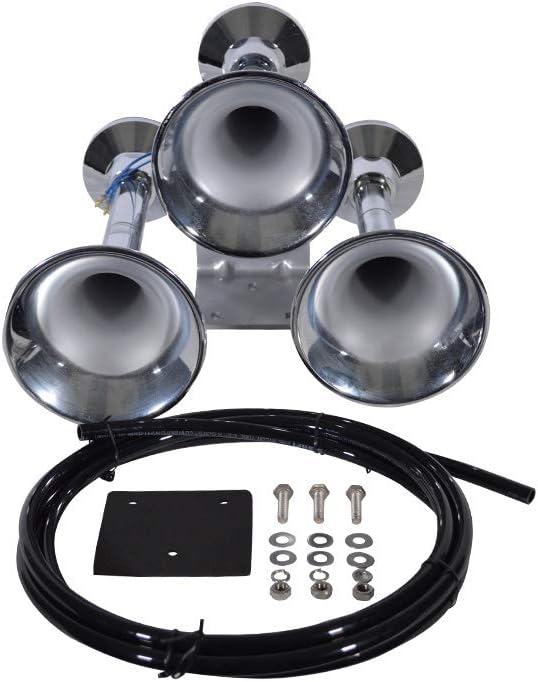 HornBlasters Outlaw 12/24-Volt Train Horn - 3 Chrome Trumpets - Big Sound