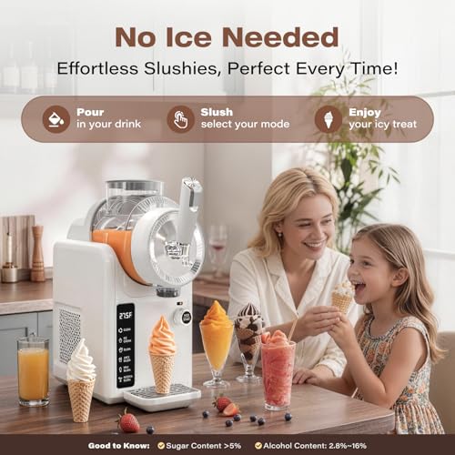 Image of SYINTAO Slushie Machine No Ice Needed, 2-in-1 Frozen Drink & Soft Serve Ice Cream Maker, Self-Chilling Slushy Maker with 5 Presets, LED Display & Auto Clean for Home & Party (White)
