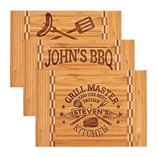 Dad Grilling Gifts, Personalized Dad Cutting Board - Grill Master Series | 12 Different Designs - 8.5" x 12" | Custom Fathers Day Gifts for Dad, Husband - Dad Gifts from Wife, Daughter - Block Inlay