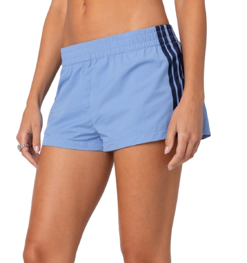 Women Y2k Side Striped Shorts Elastic Waist Wide Leg Sweat Shorts Casual Sports Active Going Out Shorts-image-4