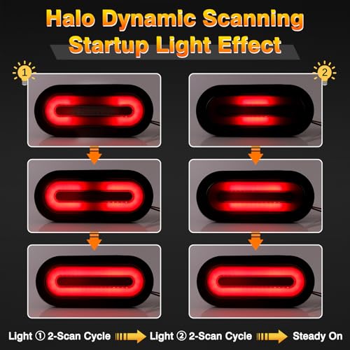 Image of 6 Inch Oval LED Trailer Tail Lights, 2 Pcs Smoked Lens Red 114 LEDs Turn Signal Running Brake Tail Lights, DC12V-24V Universal Waterproof Oval Tail Lights for Trailer Truck RV Van