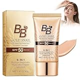 Gold Snail BB Cream 01# Natural – Getönte Tagescreme mit Lichtschutzfaktor SPF 50 PA++++ – Feuchtigkeitsspendende CC Cream mit hoher Deckkraft & Öl-Kontrolle, langanhaltendes Finish, 40g