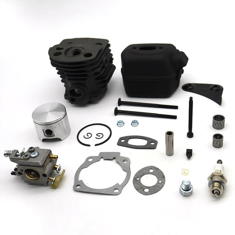 Kit Tensor de Ajustador Cadena silenciador Escape carburador pistón Cilindro 46MM for Pieza Repuesto Motosierra jardín Husqvarna 55 51 Reemplazar