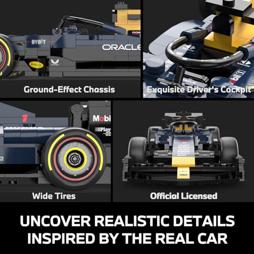 Image of 1 /24 Officially Licensed Building Bricks for Oracle RedBull F1 Race Car - 333PCs Collectible Free Wheel Model Building Kit - Ideal Gifts for Play & Display for Kids, Teens & Adults Ages 6+