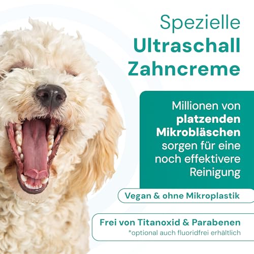emmi-pet PRO Ultraschall-Zahnbürste für Hunde - Geräuschlose Hundezahnbürste & Katzenzahnbürste ohne Schrubben mit 96 Mio. Schwingungen, 12 Tage Akkulaufzeit - Gegen Entzündungen & Zahnsteinvorbeugung