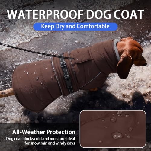 Image of MIGOHI Warm Dog Jacket, Waterproof Dog Winter Coat, Brown,L