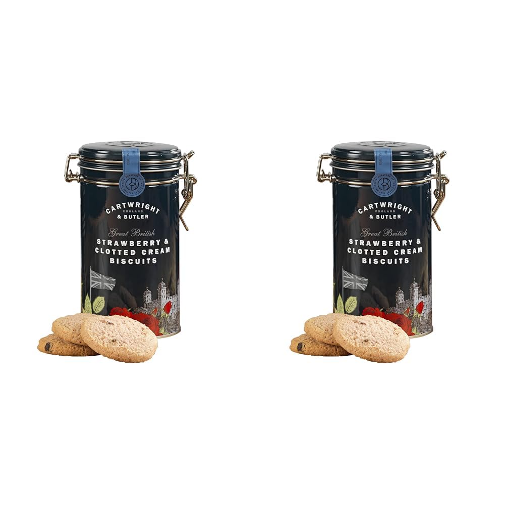 Cartwright & Butler | Great British Strawberry and Clotted Cream Biscuits In Tin (Pack of 2)