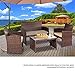SUNCROWN Outdoor Patio Furniture Set 7 Piece Outdoor Sectional Sofa Black Wicker Conversation Sofa Set with Washable Cushions and Coffee Table (Beige)