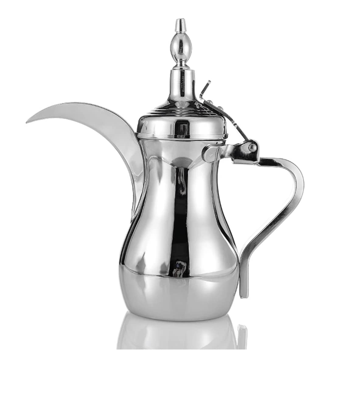 Chrome Stainless Steel Arabic Coffee Dallah Pot, Tea Pot, Kettle - Classic 18 oz