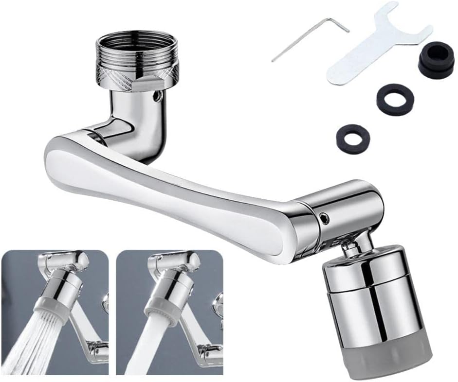 Kelisidunaec Grifo giratorio 1080°, grifo orientable, cabezal de pulverización, filtro de salpicaduras, para cocina y baño, 2 modos, boquilla roscada de 20/22/24 mm
