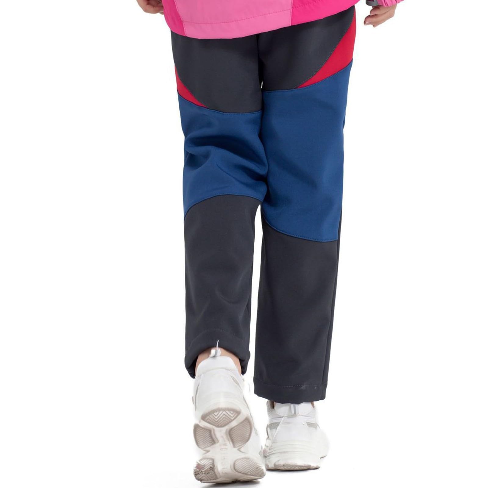 Pantalon de neige pour enfants avec doublure chaude en tissu softshell coupe-vent confortable - Pantalon de ski pratique et extensible - Poches zippées - Pantalon de ski tendance pour la randonnée et