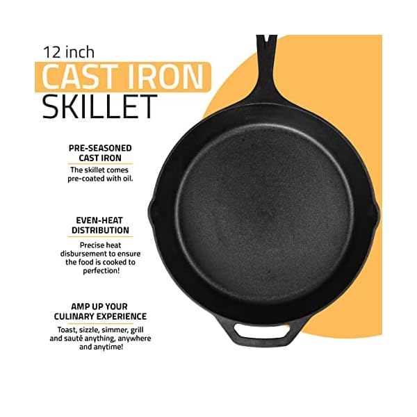 Utopia Kitchen 12 Inch PreSeasoned Chef's Pan Frying Pan Safe