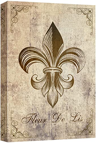 wall26 - Canvas Wall Art - Fleur De Lis Flower on Vintage Abstract Background - Gallery Wrap Modern Home Art | Ready to Hang - 16x24 inches
