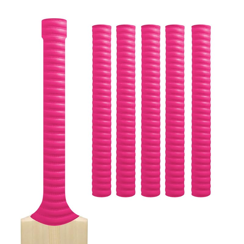 Cricket Bat Grips โ Premium Rubber Cricket Bat Grip Tape for Maximum Hold & Shock Absorption (5, Pink, Coil)