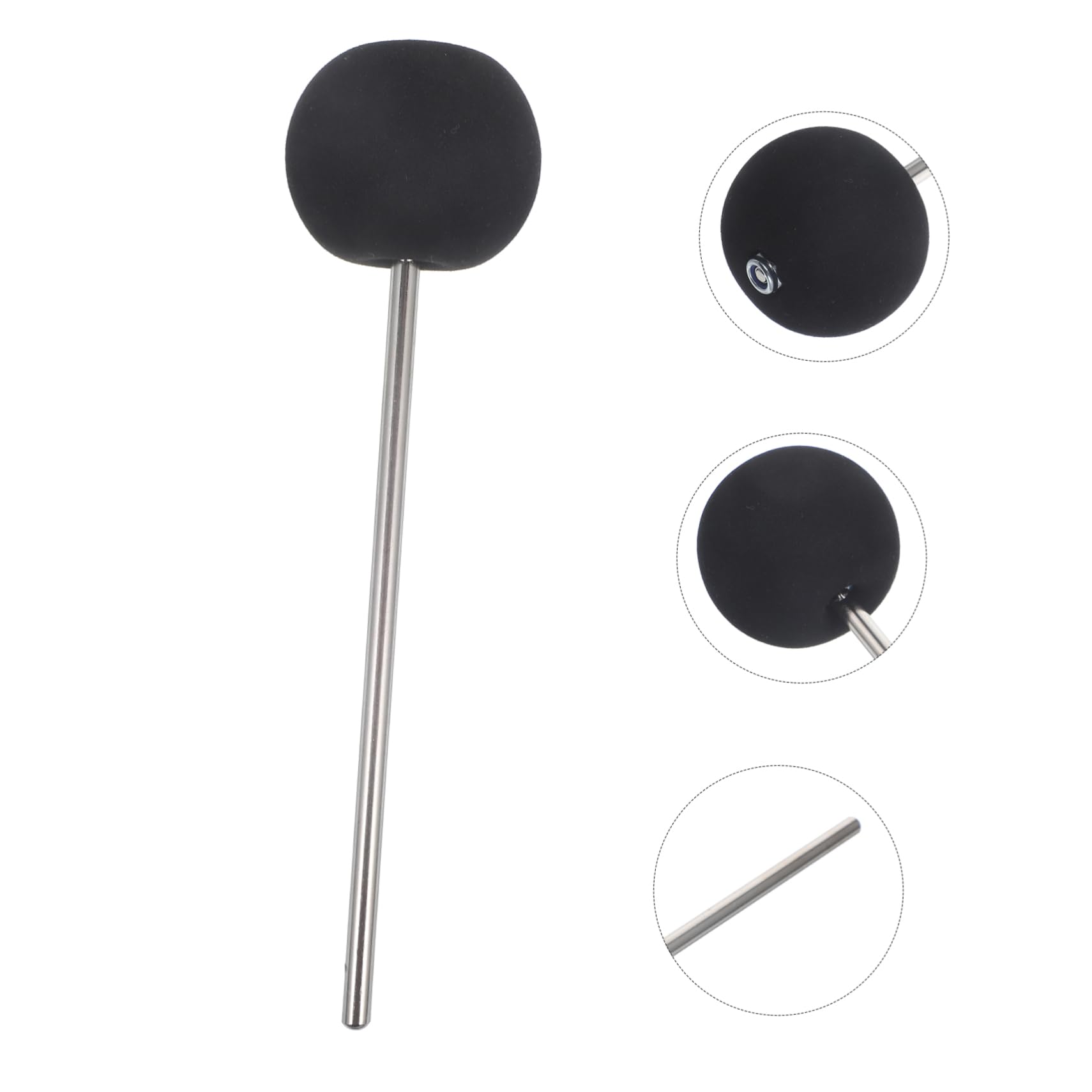 Wakauto Sturdy Stainless Steel Drum Kick Hammer Eva Beater Head Cajon Foot Pedal Beater for Bass Drum Performance