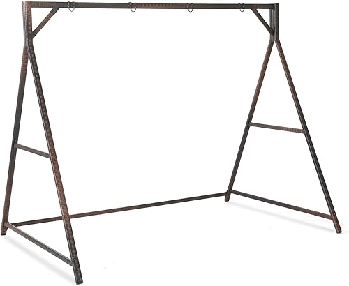 VINGLI Soporte de columpio de ratán de 7 pies, marco de columpio para patio, 1200 libras, para exteriores, patio, jardín, color marrón