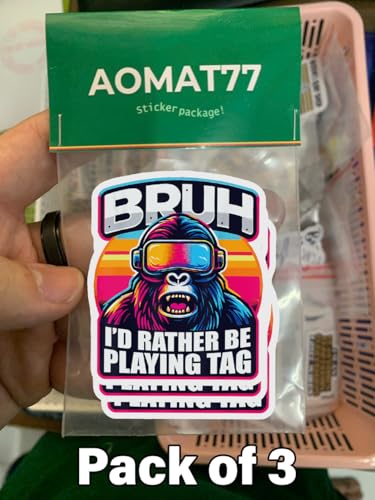 Image of (3 PCs) Bruh I'd Rather Be Playing Tag Gorilla Wearing VR Gamer Gaming Sticker