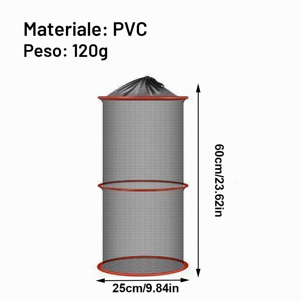 Cestino da Pesca per Pesci Vivi, Gabbia per Rete da Pesca Pieghevole, Cesto Galleggiante per Pesce con Design a Corda per la Pesce All'aperto