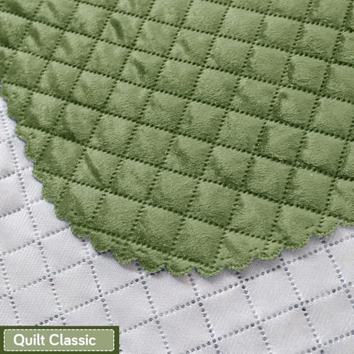 Image of HOKIPO Quilted Sofa Cover 1 Seater for Seat & Back, Washable Kids & Pet Friendly Sofa Cover, 'Quilt Classic' Green (IN-925-GRN*2)