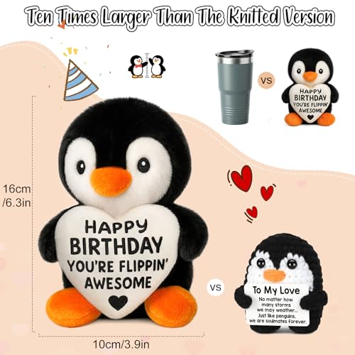 TuSuQing Happy Birthday Gifts for Women Men Unique Birthday Gift Ideas for Best Friend Sister Brother Year Old Teens Dad Mom Grandpa Grandma Cute Funny Positive Penguin - 6inch — view 4