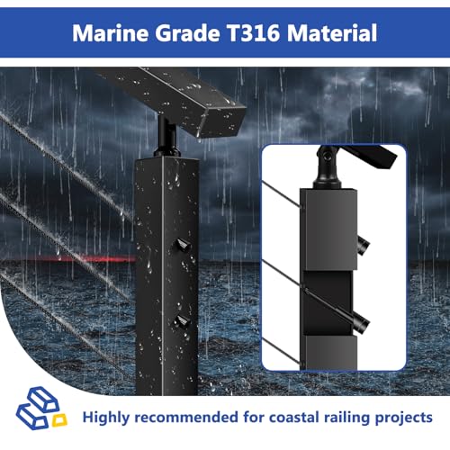 Image of 20Pack Swage 1 /10 inch 1 /8 inch Invisible Cable Railing Kit Tensioner Terminal Hidden - PVD Coating Long-Lasting Finish, T316 Stainless Steel Cable Railing Hardware for 2 inch x 2 inch Metal Wood Post, Black