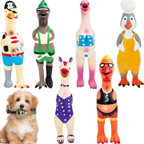 6 Pcs Dog Latex Squeaky Toys Chicken Interactive Dog Toy Charming Pet Squawkers Earl Captain Jack Durable Latex Chicken Dog Toy Soft Rubber Chew Molar Dog Toys for Small Medium Large Dogs  Cucciolini Doodles 6 pcs dog latex squeaky toys chicken interactive dog toy charming pet squawkers earl captain jack durable latex chicken dog toy soft rubber chew molar dog toys for small medium large dogs   cucciolini doodles