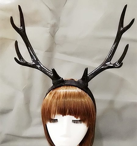 Qhome Steampunk Christmas Halloween Antlers Brown Deer Horns Hair Band Headband Goth Cosplay Accessories Headdress