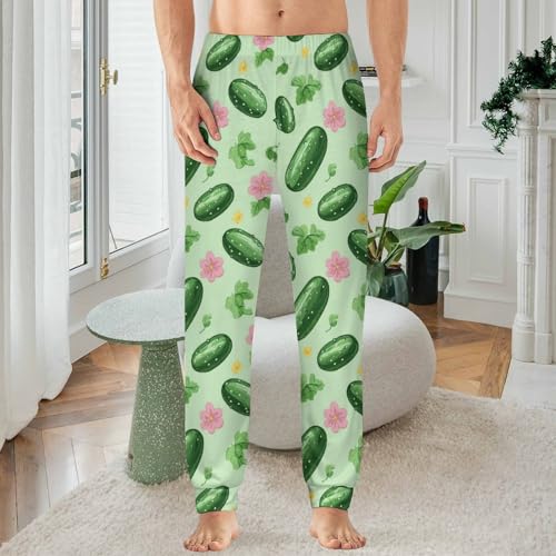 Cucumber Print Men's Pajamas Pants Lightweight Sleep Lounge Pant Pjs Bottoms Casual Sleepwear2