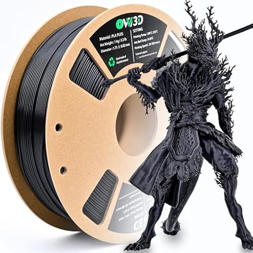 OVV3D Filamento PLA+ 1.75 1kg, PLA+ Negro Alta Velocidad Impresora 3D Filamento 1.75 +/- 0.02mm, Filamento 3D Impresora Alta Tenacidad y Alta Resistencia, 1kg /2.2lbs | Ya disponible en tu tienda friki favorita! En mundofriki.es!