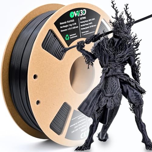 OVV3D Filamento PLA+ 1.75 1kg, PLA+ Negro Alta Velocidad