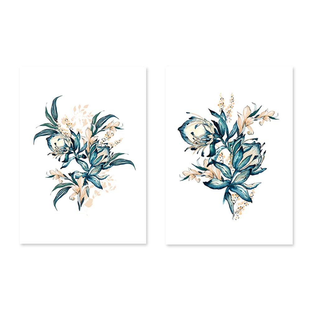 WUHBCZ Art Decor,Boho Green Watercolor Flower Plants Posters Wall Art Canvas Painting Print Picture Living Room Kitchen Bedroom Interior Home Decor Artwork-30 * 50cm*2PCS (No Frame)