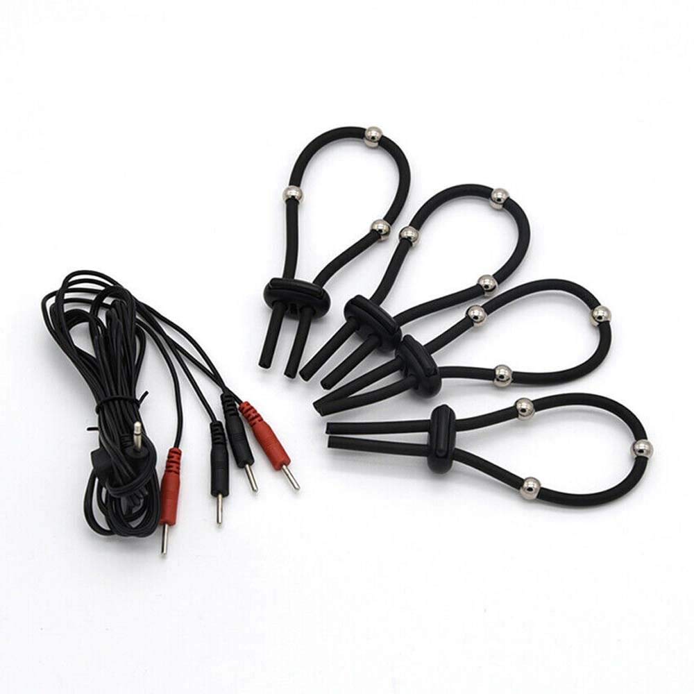 Sexe Estimé Appareil électrosex silicone Ensemble d'anneaux de pénis Electro Shock Extenseur d'agrandissement de pénis Enhancer Anneaux conducteurs Electrostimulation Sex Toys Mastrubrator pour hommes
