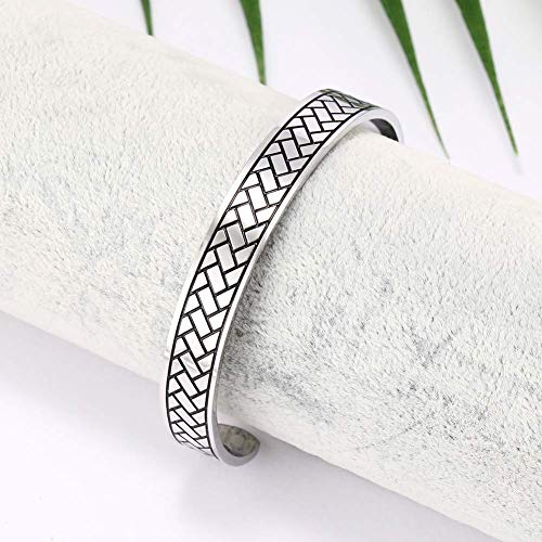 Lusso Stainless Steel Magnetic Therapy Energy Cuff Bangle Engraving Geometric Pattern Health Care Amulet Bracelets For Women Men thumb #5