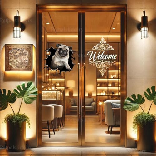 Image of Cute Dog Stickers for Car Window Decals Waterproof Funny Sticker (Pug Stickers)