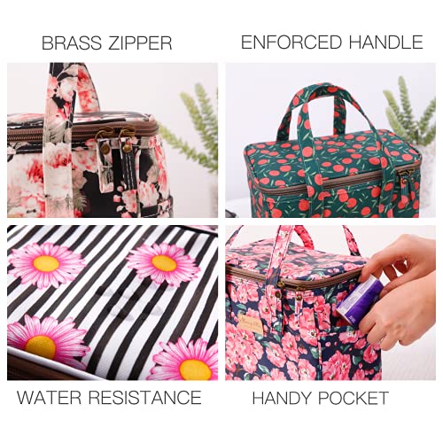 Kwang Min Fruit Insulated Lunch Bag For Women,Reusable Lunch Box,Large Cooler For Office,Picnic Outdoors,Waterproof Fabric,Ideal Gift For Summer Trip (Cherry Green) #TOP4