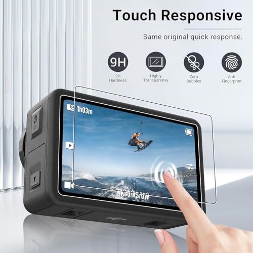 Image of DJI Action 5 Pro Tempered Glass Lens & Screen Protector Compatible with DJI Osmo Action 5 pro | 9H Hardness Ultra HD Scratch Resistant | Waterproof, Anti-Fingerprint (Pack of 1)