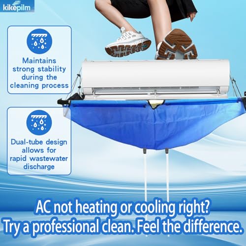 Mini Split Cleaning Kit Bag,Split Ac Unit Cleaning Bag Kit for Cleaning Wall-Mounted Air Conditioners and Duct Units(Blue, 21 PCS with Kettle, Size: 33-122 Cm 15.35-48 Inches