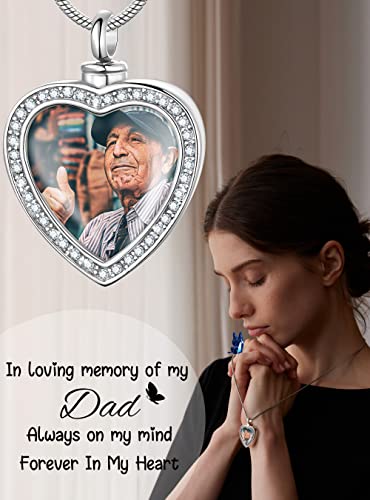 Fanery Sue Customized Photo Urn Necklace for Ashes, Personalized Ashes Necklaces with Picture Inside, Cremation Jewelry Urns Keepsake Pendant for Women & Men2